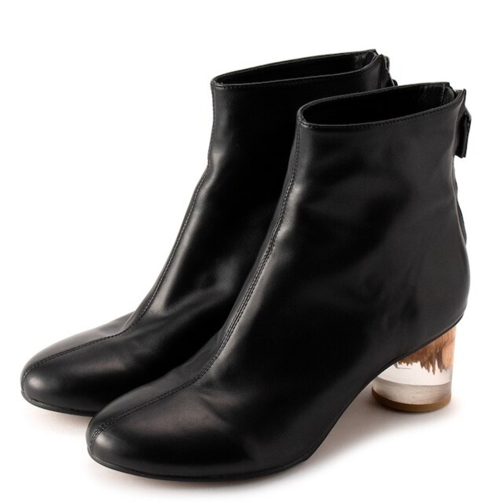 KAYO NAKAMURA by Y's SOFT SMOOTH BOOTS clear/wood US 6.5 NWB RARE